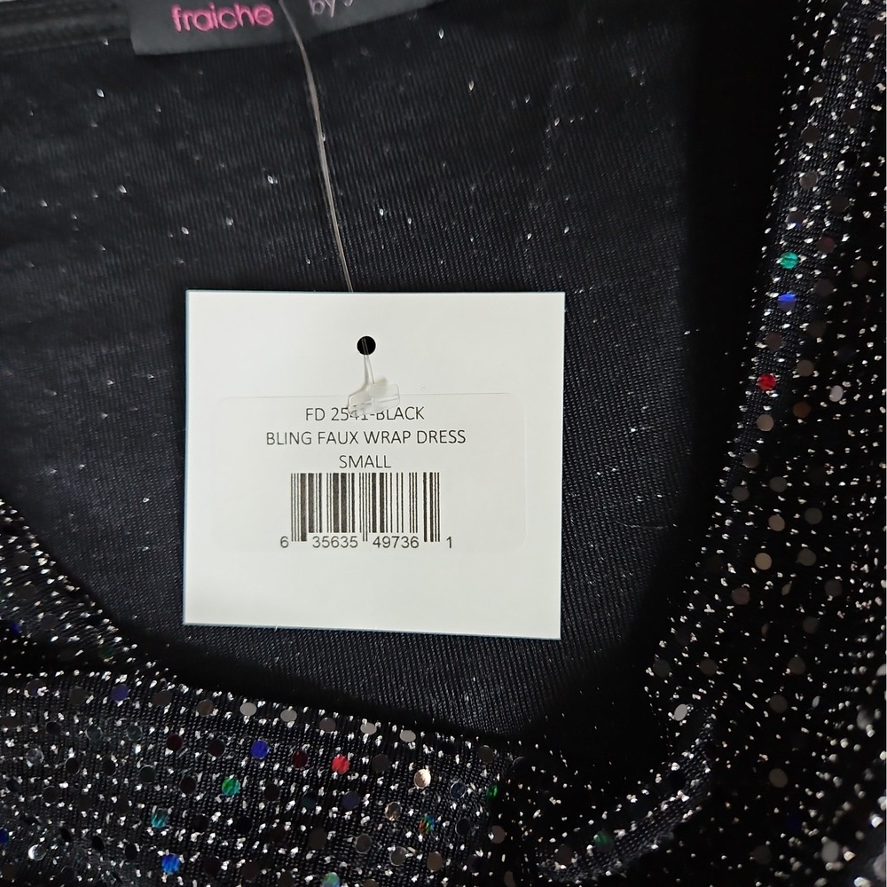 Fraiche By J Womens Black Sequin Cowl Neck Mini Dress Size Small NWT - Picture 7 of 13